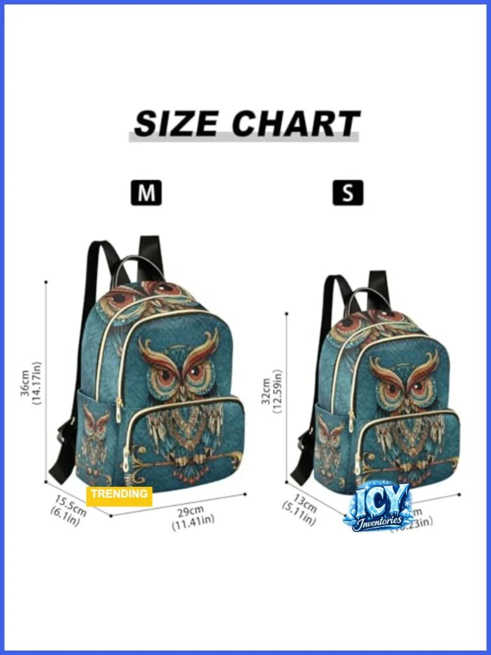 Owl Print Boho Ethnic Mini Backpack Purse Women Travel Daypack Fashion Shoulder